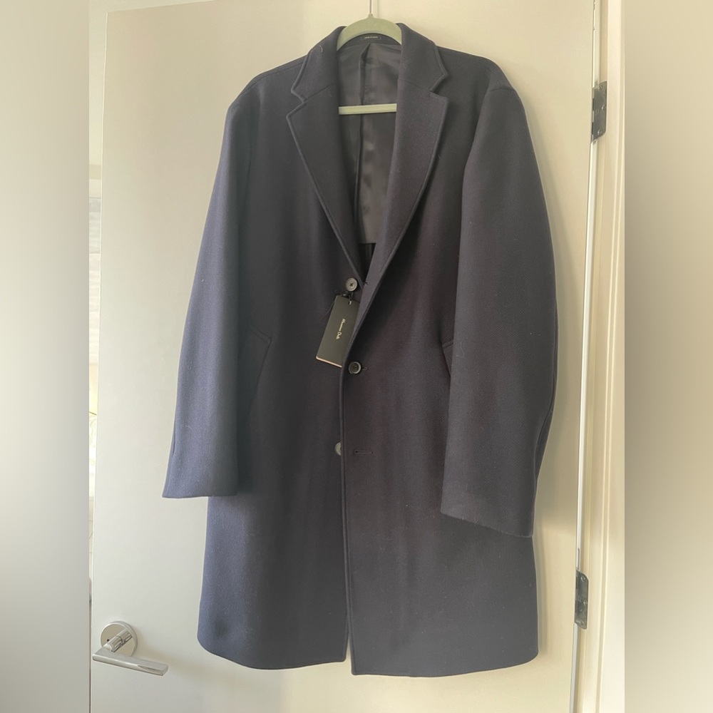 Navy wool Massimo Dutti men’s coat; size 40/M